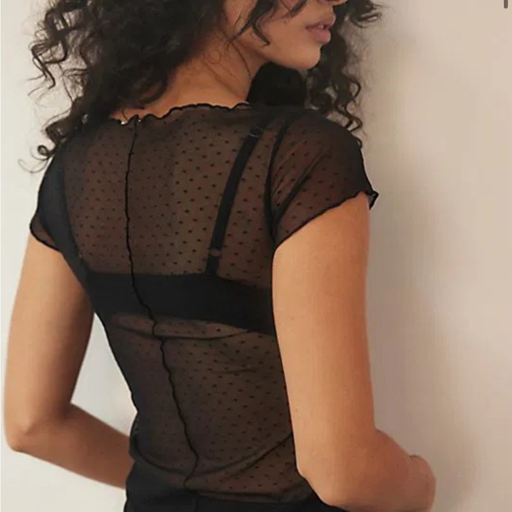 Free People Intimately On The Dot Baby Tee Black NEW - Picture 5 of 6